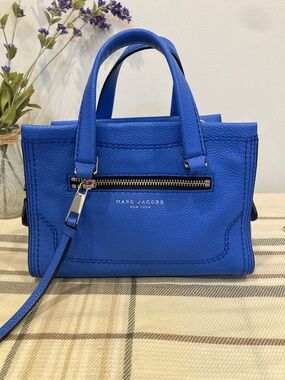 NWT Marc Jacobs Mini Grind Tote Blue Leather M0015022 Crossbody Satchel $375